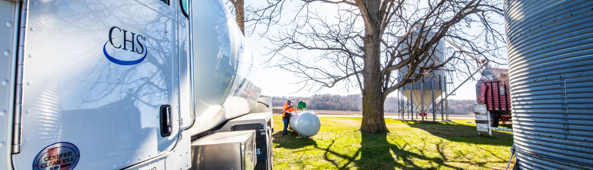 CHS driver filling up a propane tank