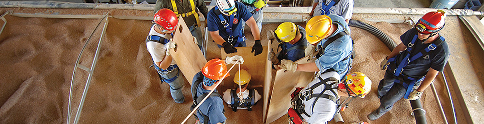 People performing grain bin safety training
