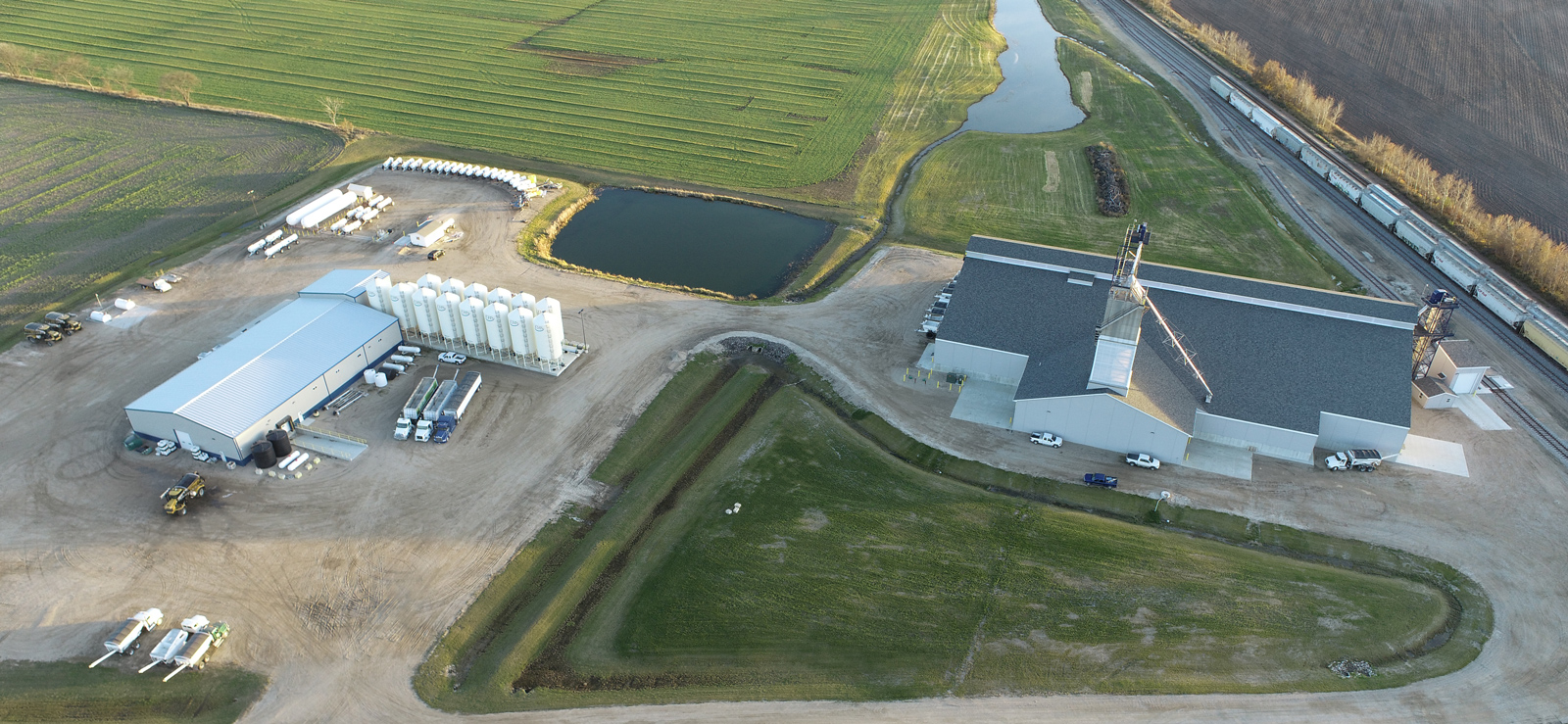 Aerial of farm buildings