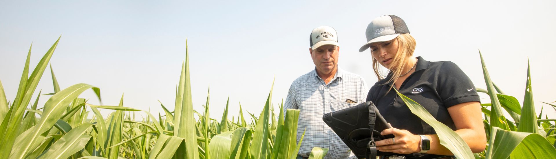 Two people in a field.